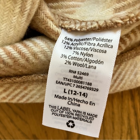 NWT Women's Fringed Faux Elastic Waist Plaid Blanket Wrap Midi Skirt (L) - Picture 13 of 13